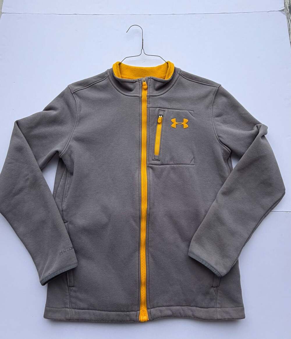 Under Armour Youth Grey Full Zip Fleece Jacket with Yellow Accents Size YXL
